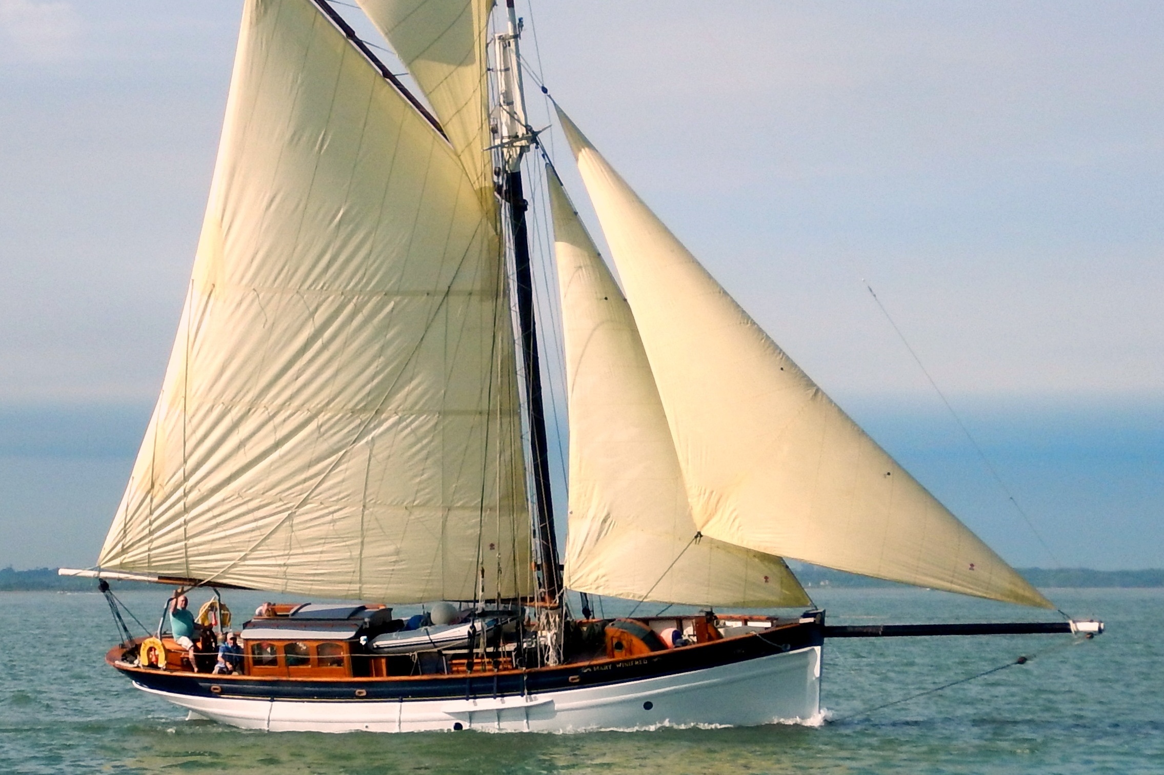 wooden sailing yacht