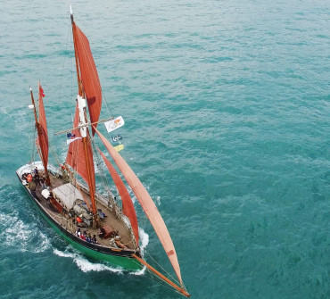 brixham sailing trawler for sale from above