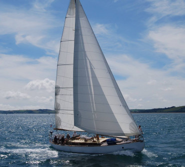 Classic wooden bermudan sailing yacht