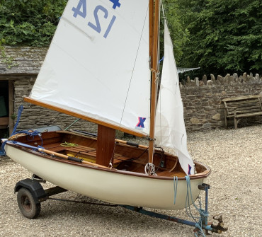 Classic wooden sailing dinghy