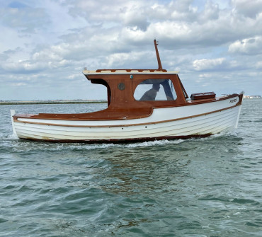 Wooden cabin boat for sale
