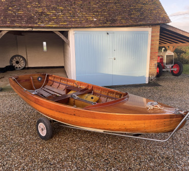 Classic wooden scow sailing dinghy for sale